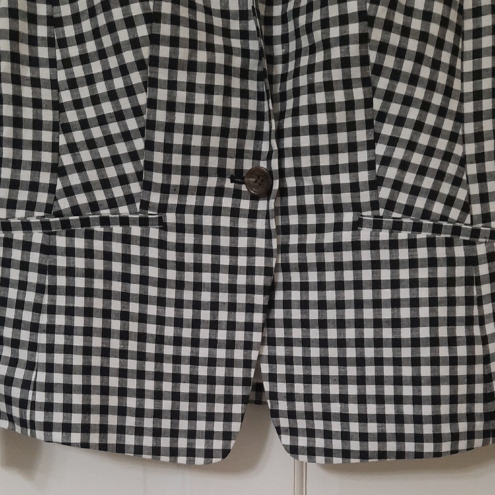 Talbots Classic Black and White Gingham Blazer - Picture 4 of 14